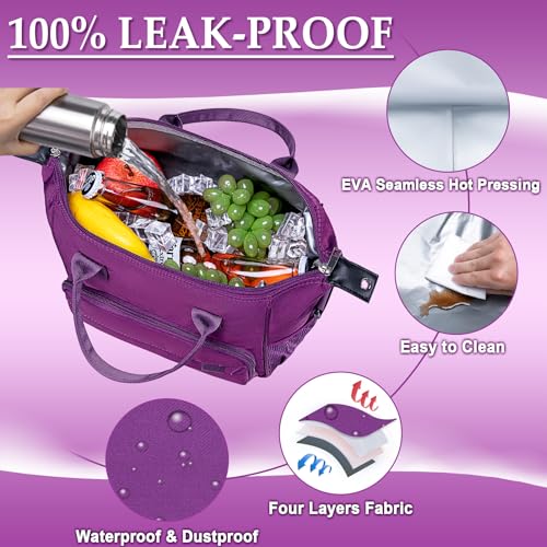 Purple Lunch Box for Women Insulated Lunch Bag Fits Bento Boxes (Large / A13: Violet)
