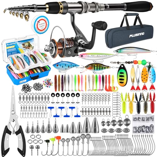 Fishing Rod with 137PCS Lures (Rod Combo & 137 Tackle Kit / 1.8m 5.91ft)