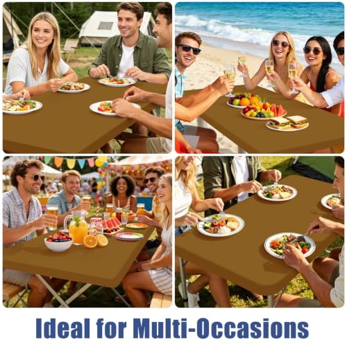 2 Pack Rectangle Spandex Fitted Table Cloth (Dark Brown / 60" x 30" (Rectangular))