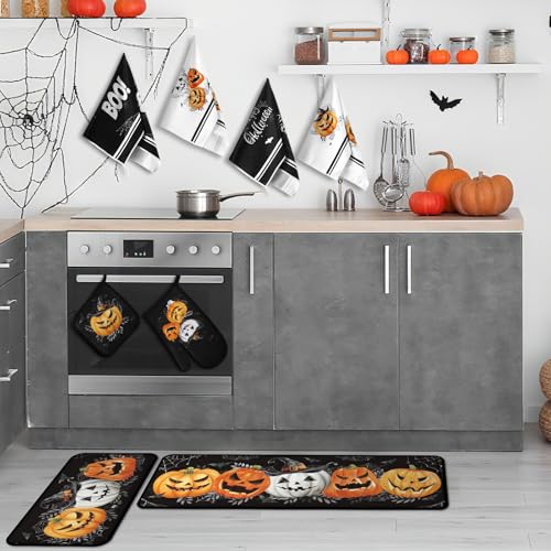 10 Pcs Halloween Kitchen Decor Accessories Set Gothic Pumpkin (Classic Color / Halloween Style)