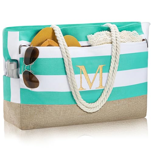 Personalized Gifts for Women Initial Beach Bags for Women (Light Blue)