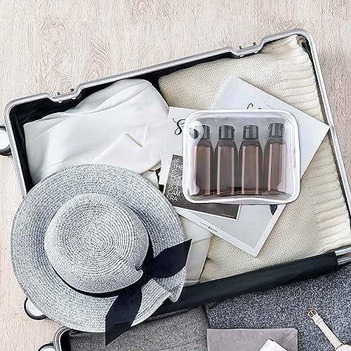 Travel Shampoo Bottles 4pcs 3.4oz Travel Bottles for Toiletries (3.4oz Brown - 4 Blank)