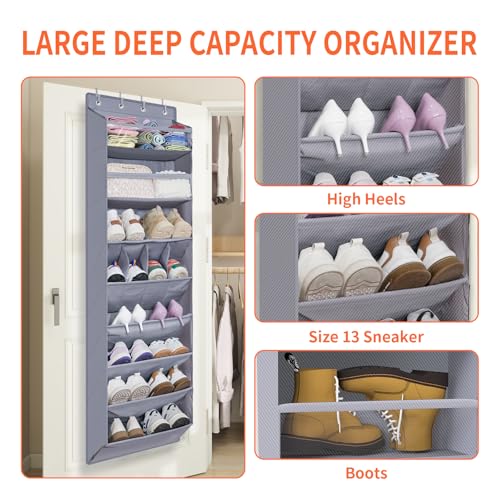 1 Pack Over The Door Shoe Organizer (GREY / 25+ Pairs)