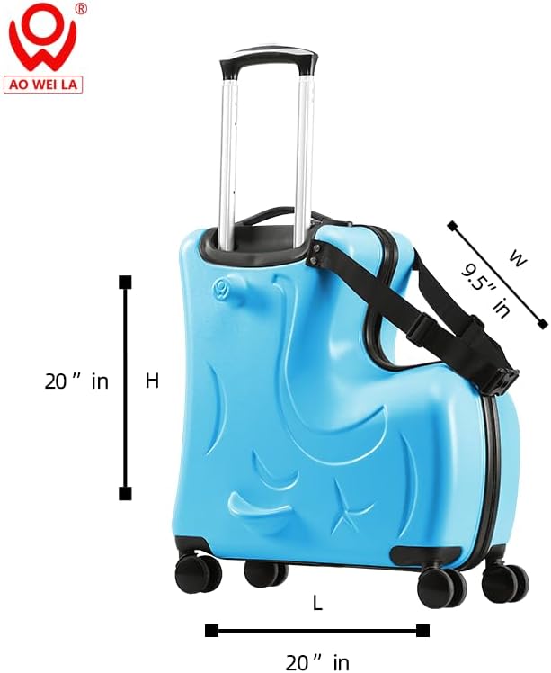N-A Kids Ride On Suitcase with Wheels, Scooter Luggage - Image 3