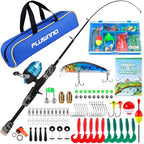 Kids Fishing Pole with Spincast Reel Telescopic Fishing Rod Combo Full Kits for Boys (Black / 4FT / 1.2M)