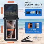 2 Pack Floating Waterproof Phone Pouch (Black+Pink)