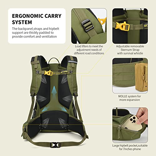 Hiking Backpack for Men Women (Large / Army-green)