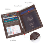 Polare Luxury RFID Blocking Leather Passport Holder Travel Wallet For Men and Women (Coffee)