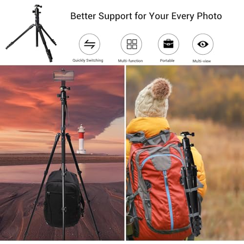 71" Camera Lightweight Foldable Aluminum Tripod & Monopod with 360° Ball Head Payload 33lbs (71")