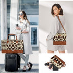 Weekender Bag for Women 21.5" Travel Duffel Large Carry On Bag 3PCS (Large / 8b-Brown)