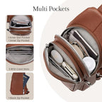 Brown Real Leather Small Crossbody Bags for Women Anti (Cognac Brown)