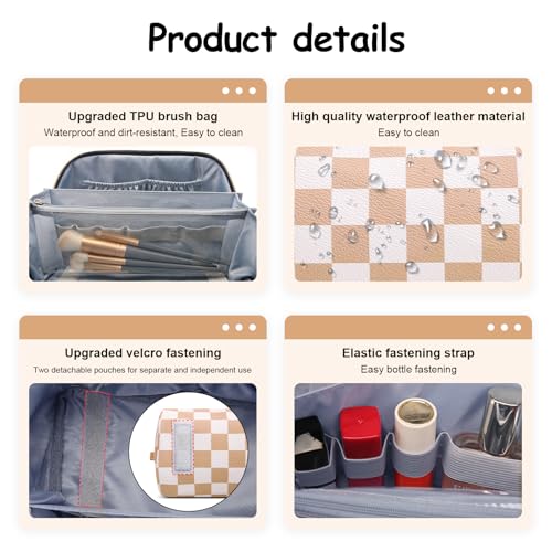 Travel Makeup Bag Organizer Cosmetic Bag (07-B-Apricot)