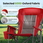 Oversized Outdoor Camping Chairs Support 500 LBS 2 Pack (Twin Pack / Red)