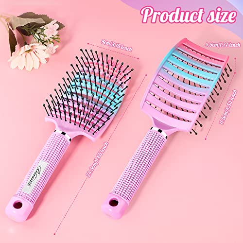 Hair Brush Curved Vented Detangling Brush for Faster Blow Drying (Pink blue purple)