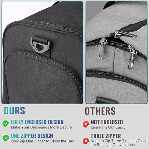 2 in 1 Garment Duffle Bags for Travel Mens Carry (Black Mesh Storage)