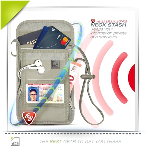 RFID Blocking Stash Neck Wallet (Taupe)