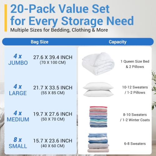 80% Space Saver Vacuum Storage Bags with Hand Pump