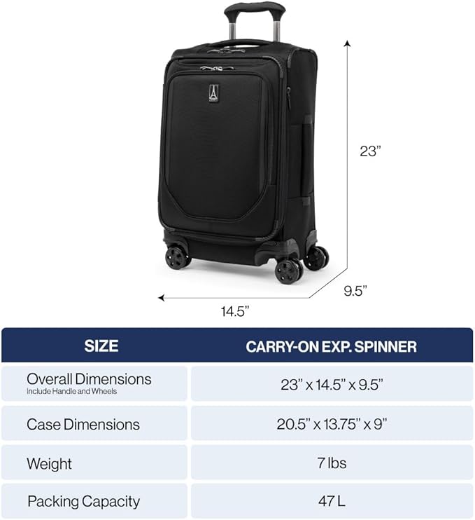 Travelpro Crew Classic Lightweight Softside Expandable Carry on Luggage - Image 6