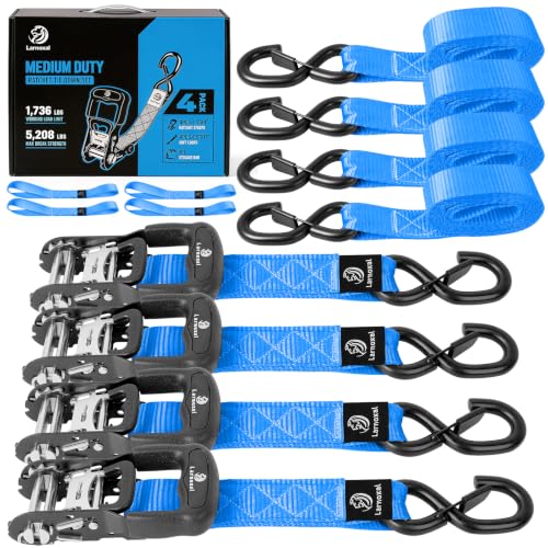 Ratchet Straps 4 Pack (Blue / 8.2 Ft)