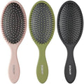 Conair Detangling Hair Brush Set, 3 count Detangler Brushes for Wet or Dry Hair, Gentle Detangler for All Types, Bristle Brushes for Women, Evergreen, Blush Pink, Black Assorted (Pack of 8)