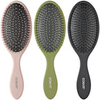 Conair Detangling Hair Brush Set, 3 count Detangler Brushes for Wet or Dry Hair, Gentle Detangler for All Types, Bristle Brushes for Women, Evergreen, Blush Pink, Black Assorted (Pack of 8)