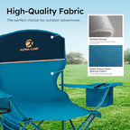 2 Pack Folding Camping Chair with Cooler Bag & Lumbar Support (Blue)