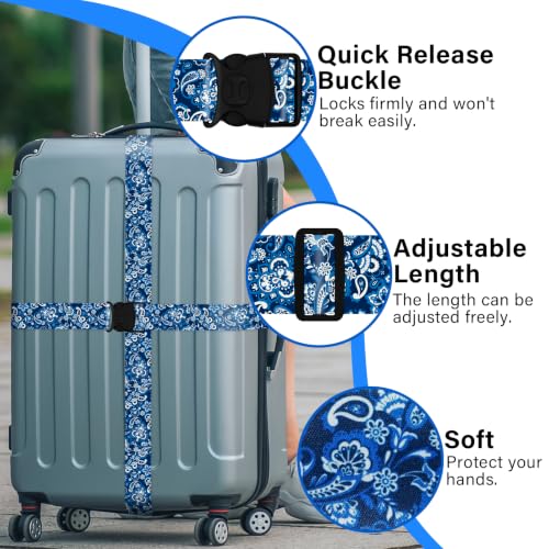 Luggage Straps for Suitcases (Blue Pattern)