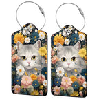 Cute Cat in Flowers 2 Pcs Luggage Tags (Cute Cat in Flowers)