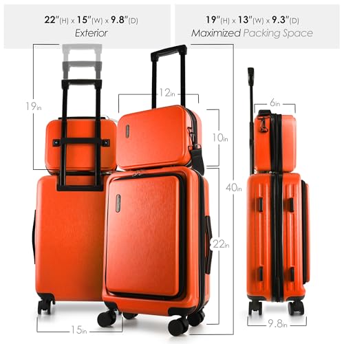 20 Inch Carry On Luggage 22x14x9 Airline Approved Suitcase (Carry-on 20 Inch / Orange)