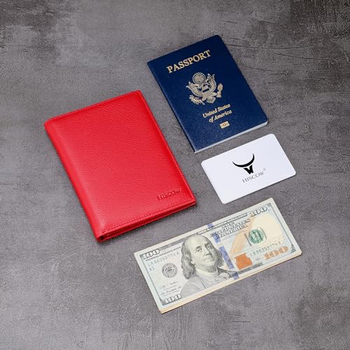 Leather Passport Holder for Travel (Red)
