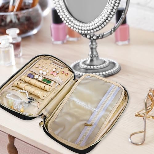 Travel Jewelry Case Organizer for Necklace & Earrings (Black)
