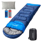 Sleeping Bag with Pillow (Blue / 86.6" x 31.5" Left Zipper)