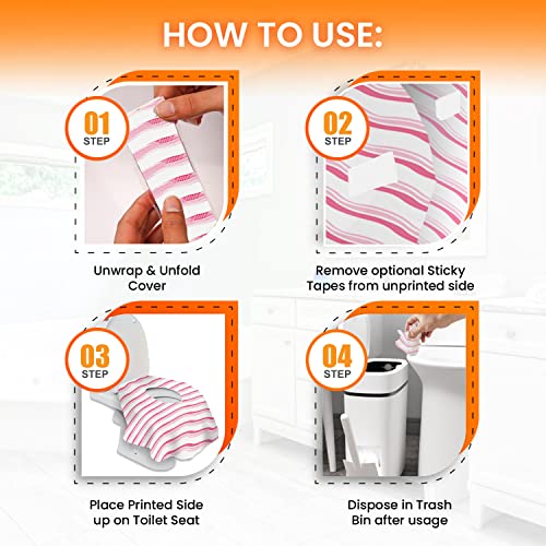 20 Pack Disposable Toilet Seat Covers (Pink Waves)