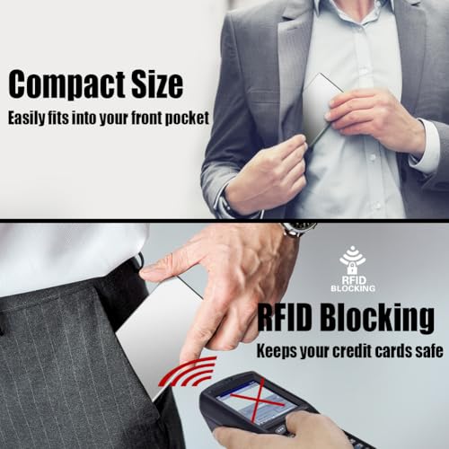 Slim Minimalist Wallet RFID Credit Card Holder for Men (small / Metallic Silver)