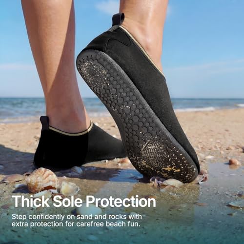 Water Shoes for Women Men Quick (10-11 Women/9-10 Men / Black Gold-w010)