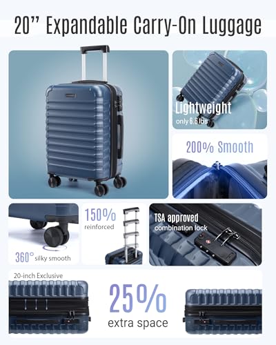 Carry On Luggage 22x14x9 Airline Approved (Royal Blue)