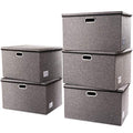 Extra Large Collapsible Storage Bins with Lids [5 (Gray / XXL (5-Pack))