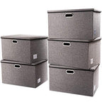 Extra Large Collapsible Storage Bins with Lids [5 (Gray / XXL (5-Pack))