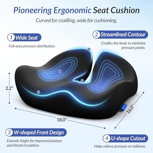 Pioneering Seat Cushion for Pressure Relief (Black)