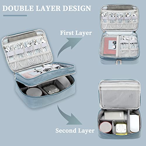 Custom Personalized Travel Cable Organizer Bag (4-Light blue-Customized / S)