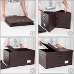 Collapsible Storage Box with Lid [1 (Brown / X-Large(1-Pack))