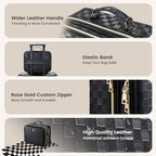 Makeup Bag with LED Lighted Mirror 12.2 IN Cosmetic Train Case Double Layer Makeup Case Adjustable Brightness in 3 Colors Cosmetic Organizer Artist Storage with Brush Holder Vanity Black Checkerboard (12.2 Inch Black Checkerboard / 0-Double Layer)
