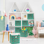10 Inch Foldable Cube Storage Bins with Handles (6 Pack - 10" x 10" x 10" / Green - Lama)