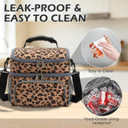 Double Layer Cooler Insulated Lunch Bag Adult Lunch Box Large Tote Bag for Men (Leopard)