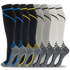 8 Pairs Compression Socks for Men & Women 20 (Small-Medium / 00-8 pairs-blue/yellow/grey/white line-NEW)