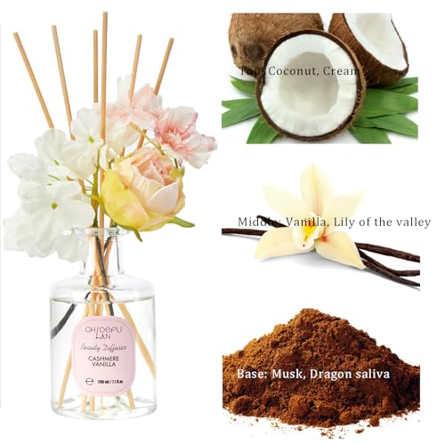 Cashmere Vanilla Reéd Diffuser Set with Flowers Reéd Diffuser Sticks (Cashmere Vanilla / 200ml)