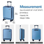 20 Inch Carry On Luggage with Front Pocket (Ice Blue / 20 Inch with Front Pocket)