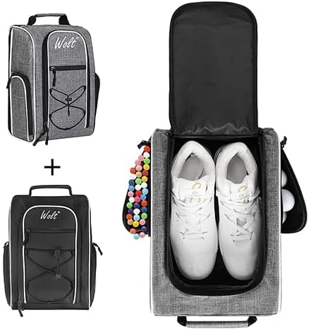 Wolt 2 Pcs Golf Shoe Bag for Travel- Zippered Shoes Carrier Bags by WOLT