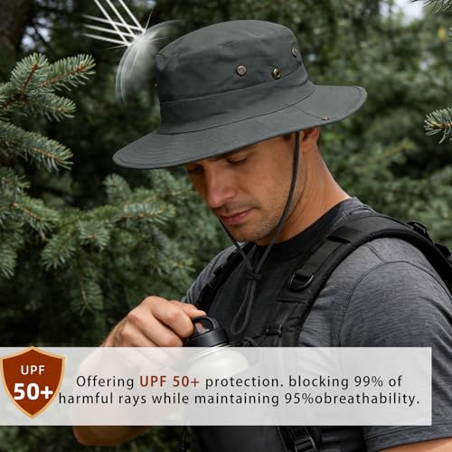 Sun Hats for Men Women Safari Hat Foldable Fishing Hat UPF 50+ Bucket Hat (1pack-dark Grey)
