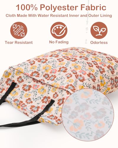 ALVABABY 2 Pack Large Wet Dry Bag Waterproof Hanging Cloth Diaper with Double Zippered Pockets 25x18 inches 2HL03 (Small Colorful Flowers and White Prints)